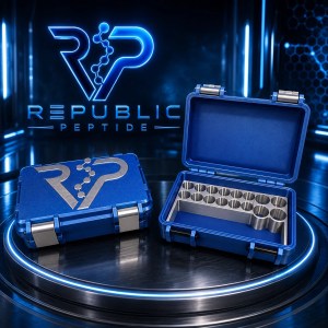Republic Peptide Premium Case – Blue/Silver